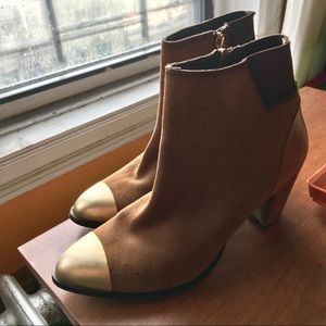 Miista Mansi Congac Gold Cap Toe Booties